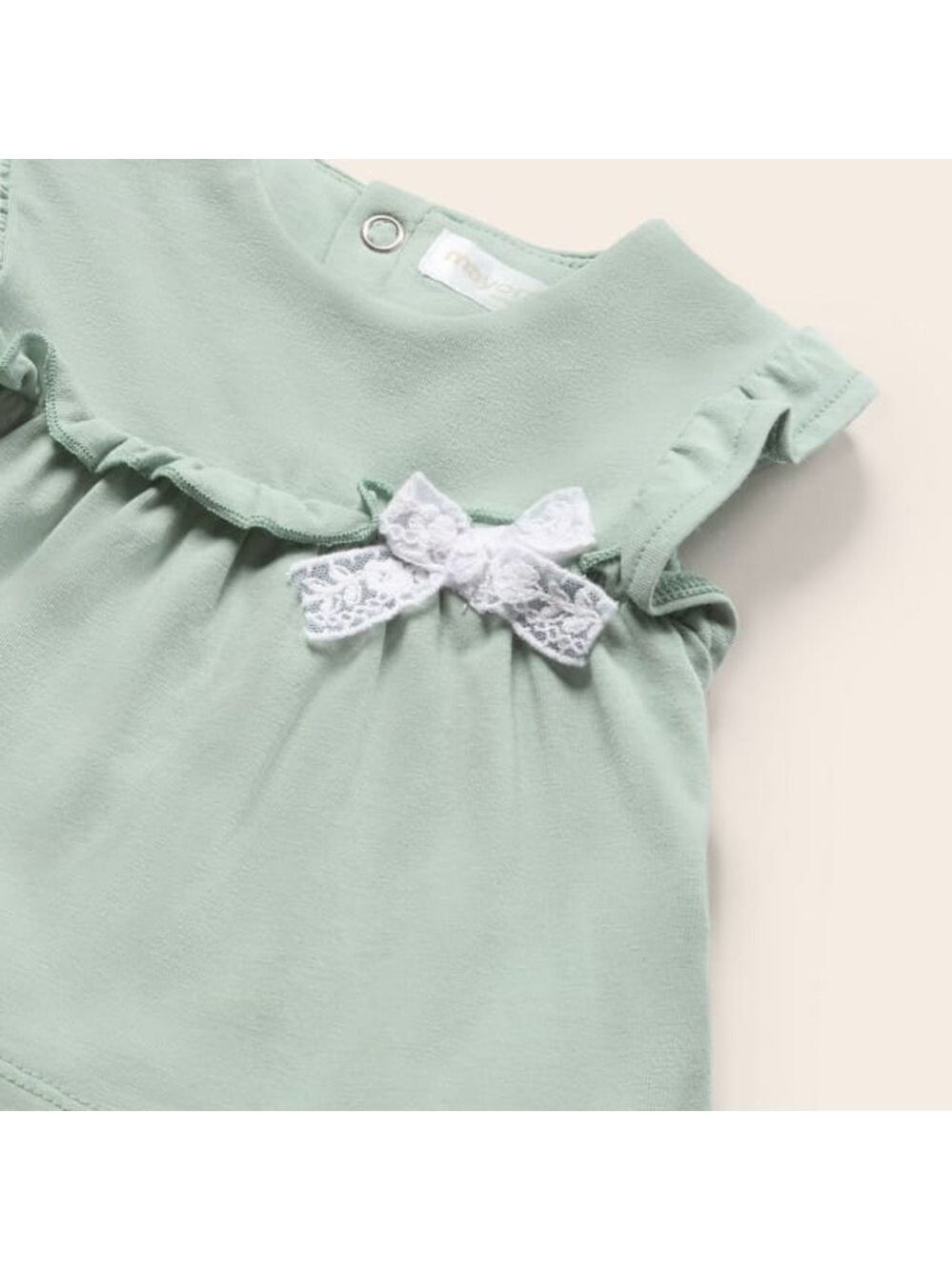 Size 18 months Mayoral Mint Green Baby Matching Set with White Lace Bow Accent
